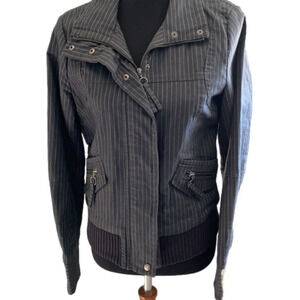 Black & grey zip up bomber jacket size Large